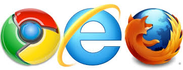 logo des 3 principaux navigateurs disponibles sur le marché : Google Chrome, Internet Explorer et Mozilla Firefox